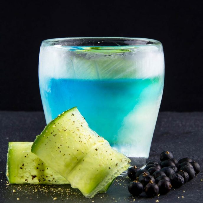 CoolDownDrink-Glas 80ml mit blauem Shot-Drink