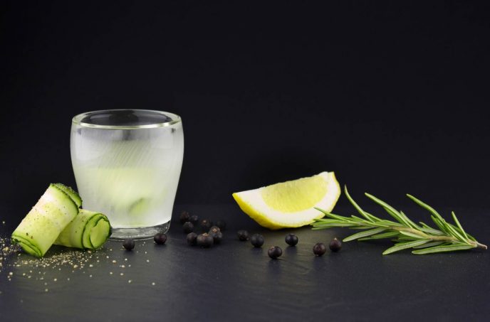 CoolDownDrink-Glas 80ml mit Gin und Botanicals