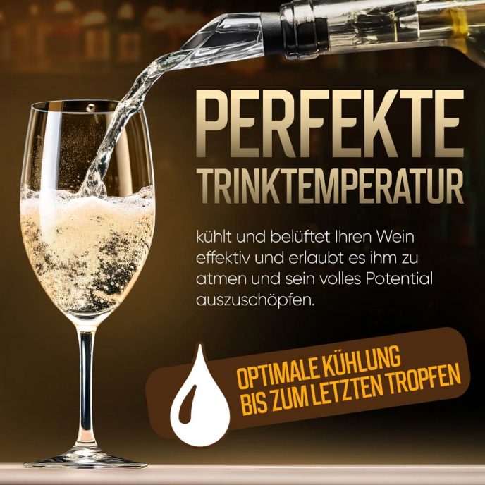 Dekantierausgiesser für Wein mit Tropfenstopp, Teil des 6-in-1 Sets.